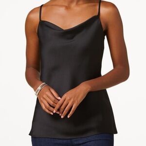 Elegant Black Satin Cowl Neck Camisole